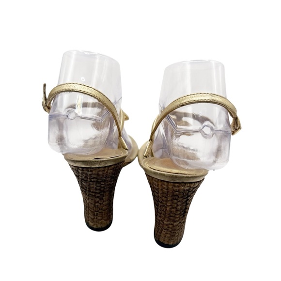 Lilly Pulitzer Gold Woven Wedge Sandals Size 8 - Picture 4 of 8